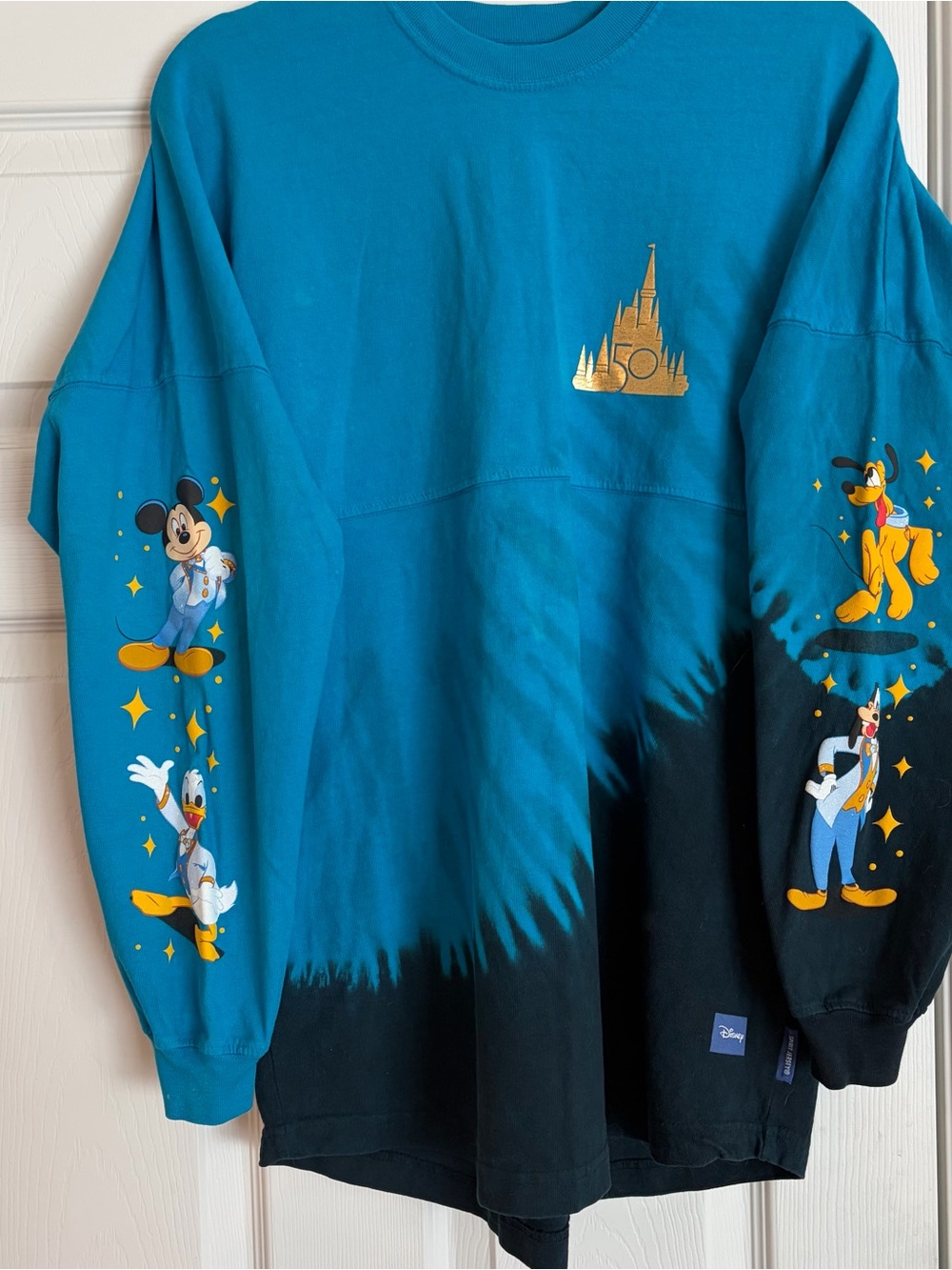 Disney Teal & navy SPIRIT JERSEY with Classic Character Small oversized